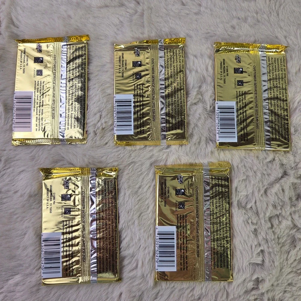 Lot of 5 1996 Leaf Premium Quality NFL Football Unopened Packs 10 Cards Each